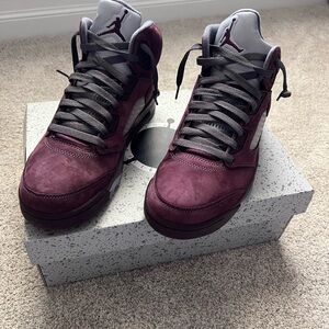 Nike Red and Gray Sneakers Premium Suede Mid-Top